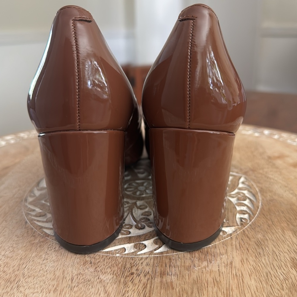 Marc Fisher Brown Patent Pointed-Toe Pumps - Picture 4 of 11